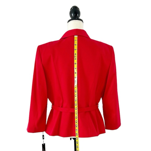Tahari ASL Women’s Red Long Sleeve Belted Gold Hardware Skirt Suit Size 14 - Picture 4 of 14